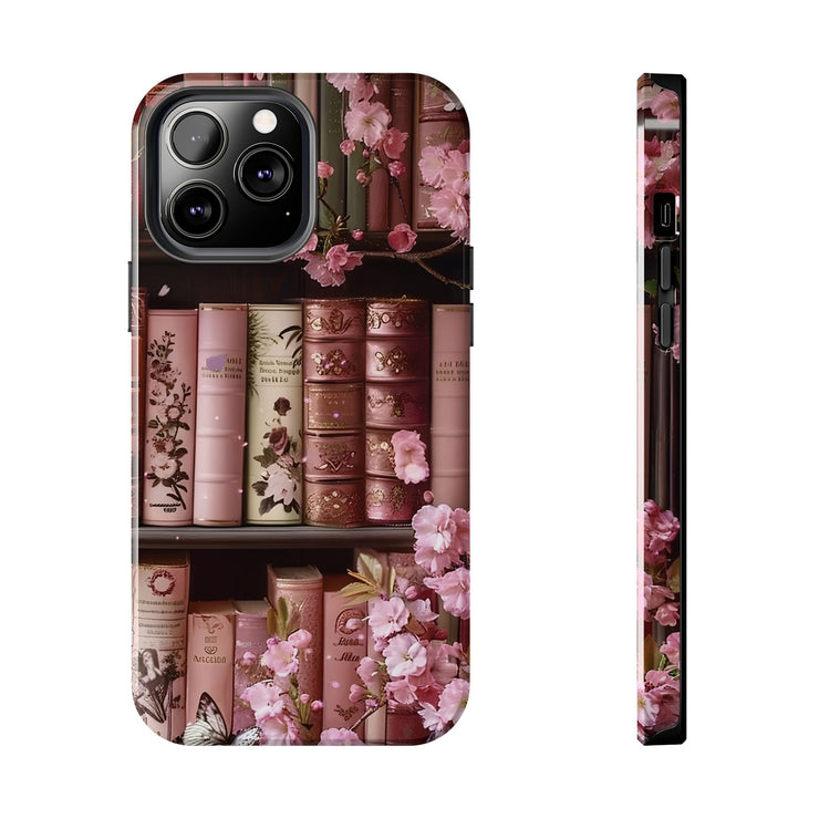 Books Bookshelf Pink Florals Tough iPhone Case