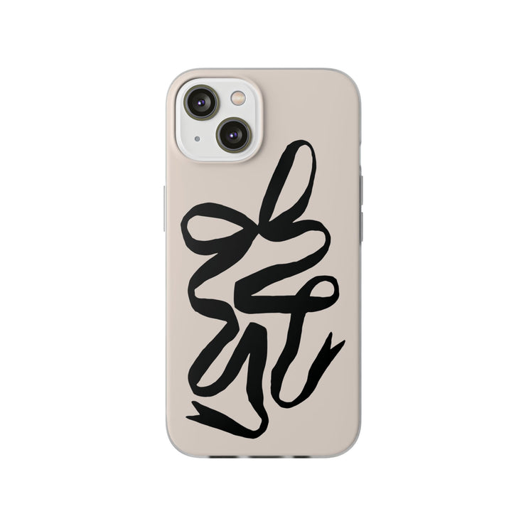 Black Bow on Cream Flexi iPhone Cases