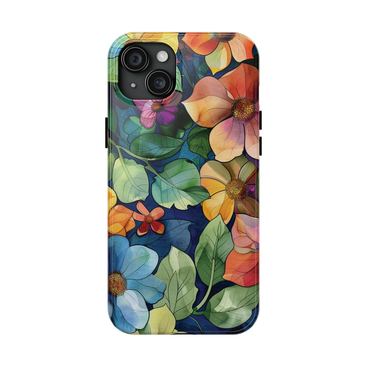 Floral Stained Glass Effect Tough iPhone Case