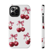 Pink Coquette Cherries With Bow Tough iPhone Case