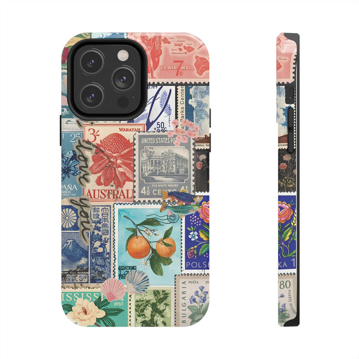 Vintage European Stamps Tough iPhone Case