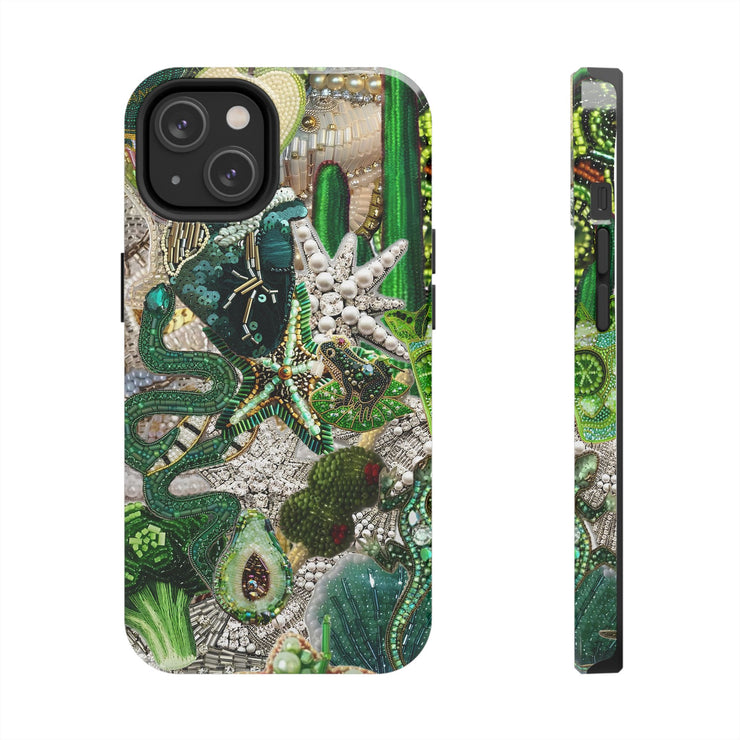 Green Vintage Mosaic Collage iPhone Case