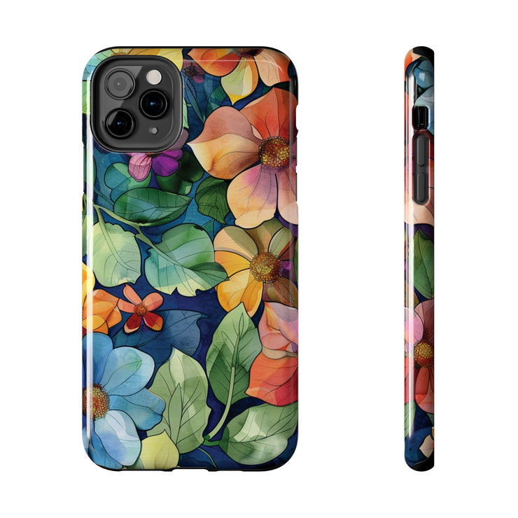 Floral Stained Glass Effect Tough iPhone Case