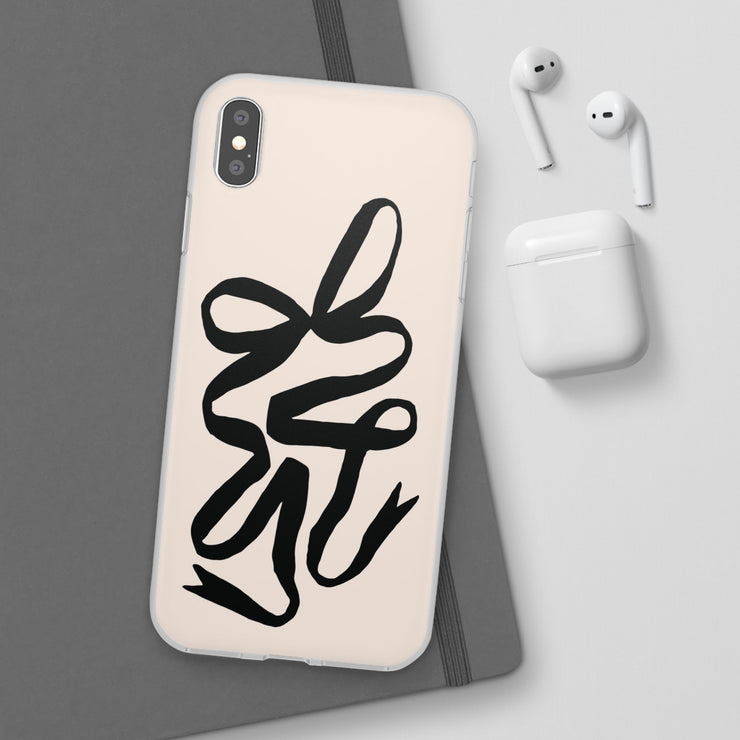 Black Bow on Cream Flexi iPhone Cases