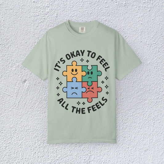 It is Ok to Feel All The Feels T-Shirt, Mental Health Graphic Tee, Gift for Introverts