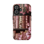 Books Bookshelf Pink Florals Tough iPhone Case