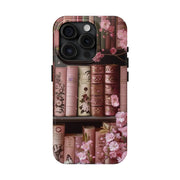 Books Bookshelf Pink Florals Tough iPhone Case