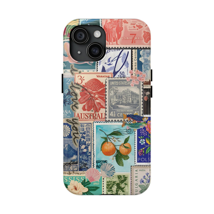 Vintage European Stamps Tough iPhone Case