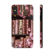 Books Bookshelf Pink Florals Tough iPhone Case