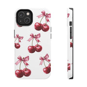 Pink Coquette Cherries With Bow Tough iPhone Case