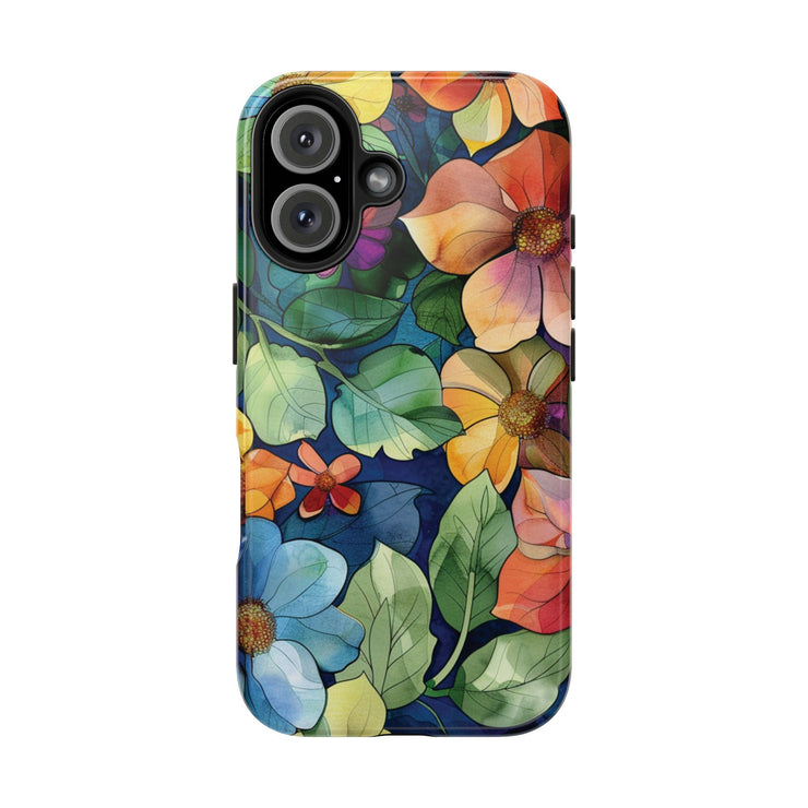 Floral Stained Glass Effect Tough iPhone Case