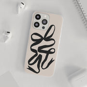 Black Bow on Cream Flexi iPhone Cases