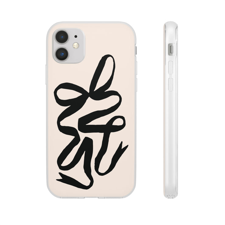 Black Bow on Cream Flexi iPhone Cases