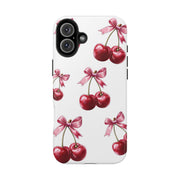 Pink Coquette Cherries With Bow Tough iPhone Case