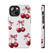 Pink Coquette Cherries With Bow Tough iPhone Case