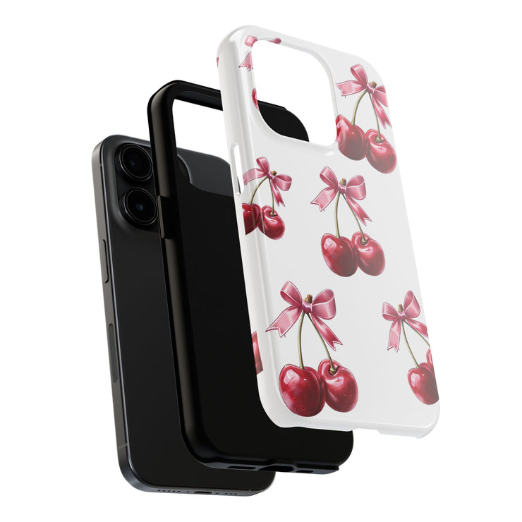 Pink Coquette Cherries With Bow Tough iPhone Case