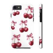 Pink Coquette Cherries With Bow Tough iPhone Case