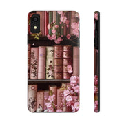 Books Bookshelf Pink Florals Tough iPhone Case