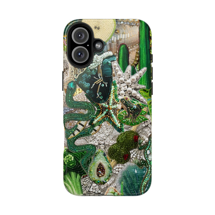 Green Vintage Mosaic Collage iPhone Case