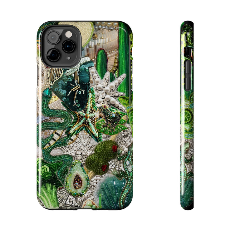 Green Vintage Mosaic Collage iPhone Case