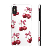 Pink Coquette Cherries With Bow Tough iPhone Case