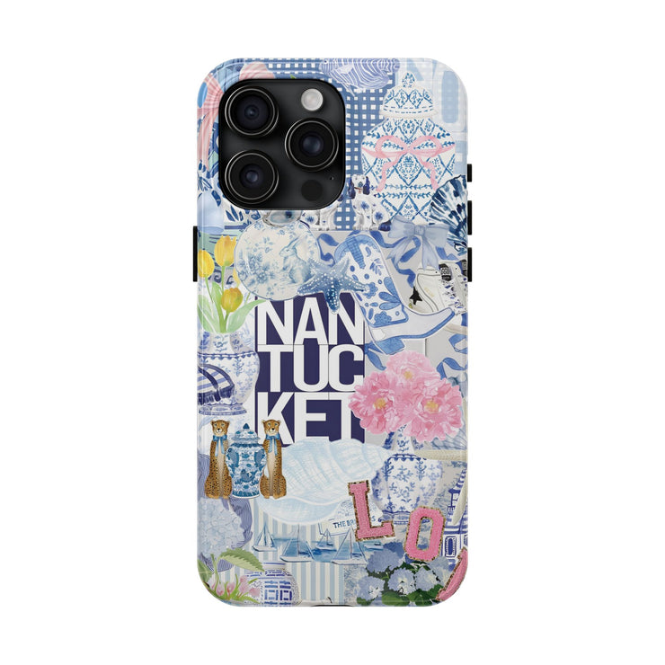 Blue Collage Tough iPhone Case