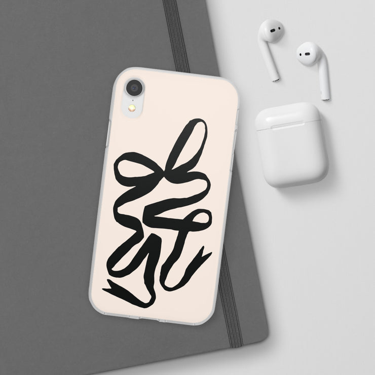 Black Bow on Cream Flexi iPhone Cases