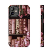 Books Bookshelf Pink Florals Tough iPhone Case