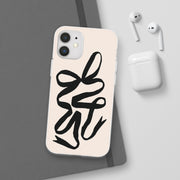 Black Bow on Cream Flexi iPhone Cases