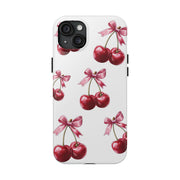 Pink Coquette Cherries With Bow Tough iPhone Case