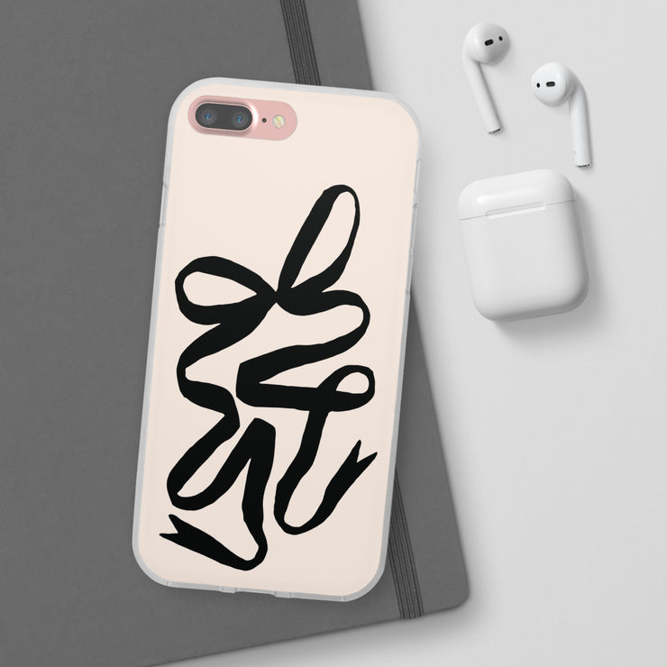 Black Bow on Cream Flexi iPhone Cases