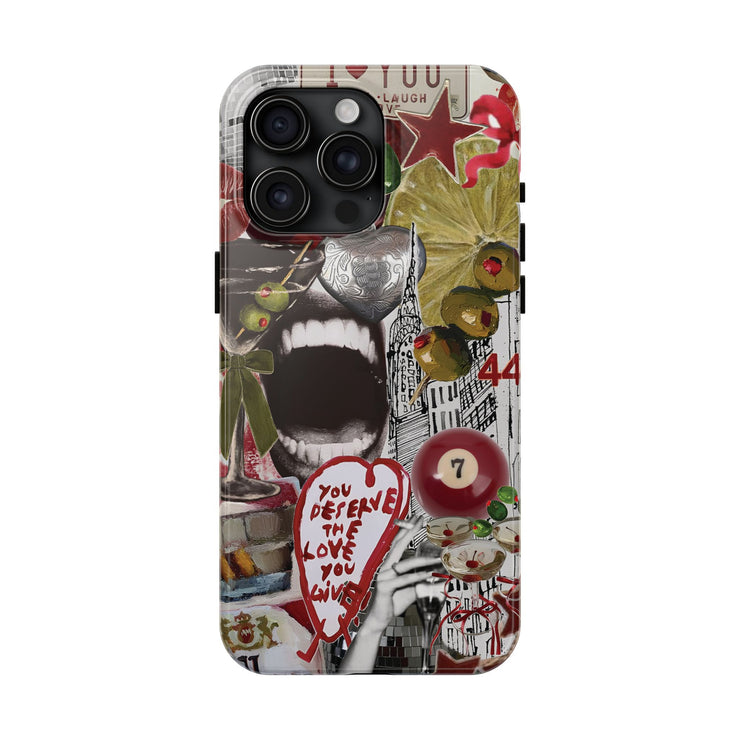 Red 7 Ball Coquette Collage Tough iPhone Case