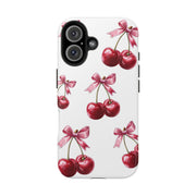 Pink Coquette Cherries With Bow Tough iPhone Case