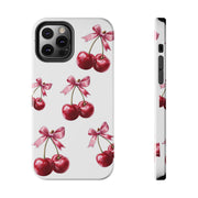 Pink Coquette Cherries With Bow Tough iPhone Case