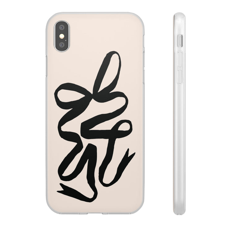 Black Bow on Cream Flexi iPhone Cases