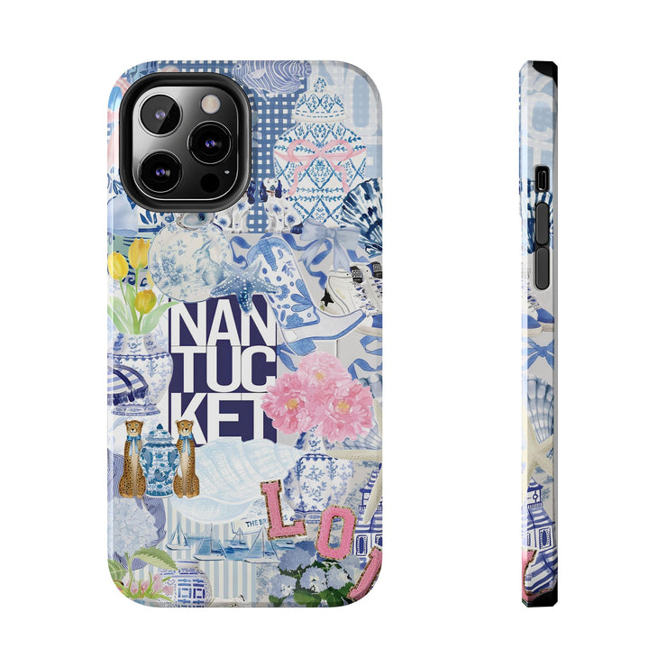 Blue Collage Tough iPhone Case