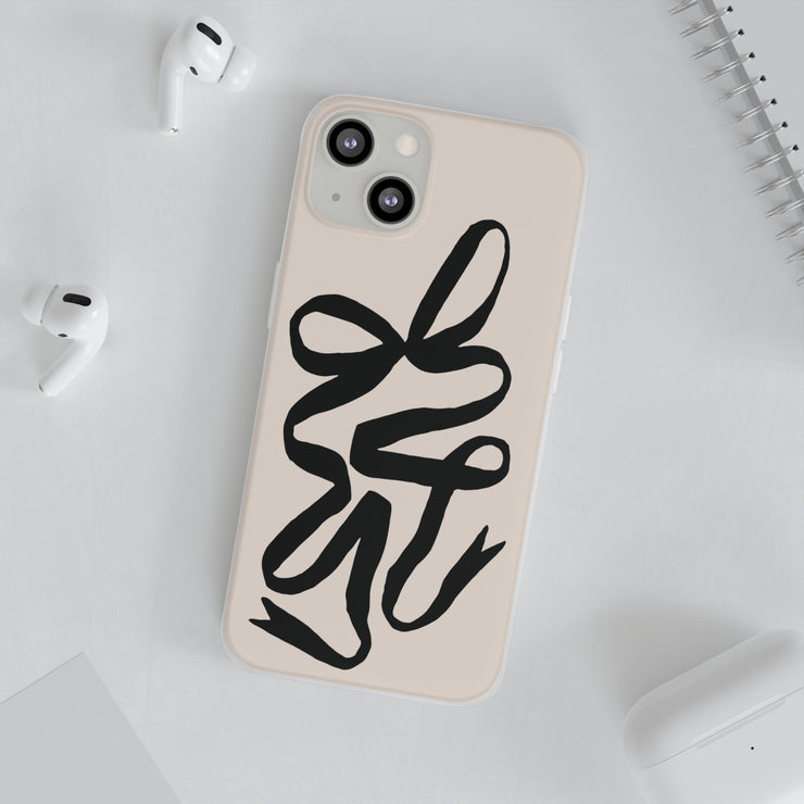 Black Bow on Cream Flexi iPhone Cases