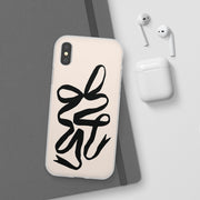 Black Bow on Cream Flexi iPhone Cases