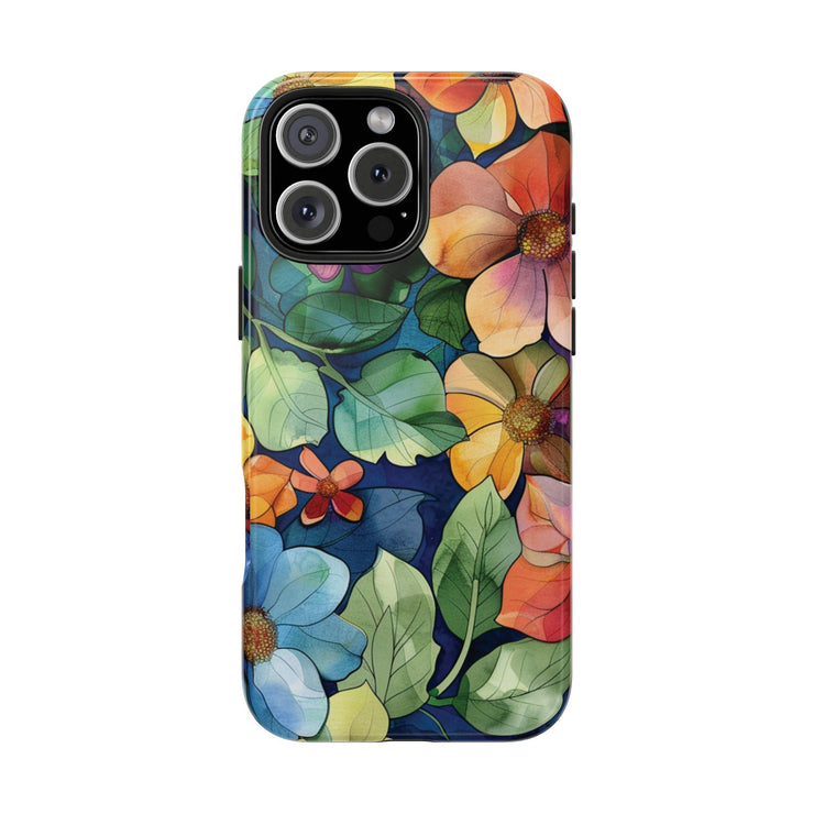 Floral Stained Glass Effect Tough iPhone Case