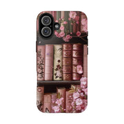 Books Bookshelf Pink Florals Tough iPhone Case