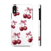 Pink Coquette Cherries With Bow Tough iPhone Case