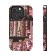 Books Bookshelf Pink Florals Tough iPhone Case