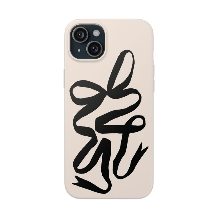 Black Bow on Cream Flexi iPhone Cases