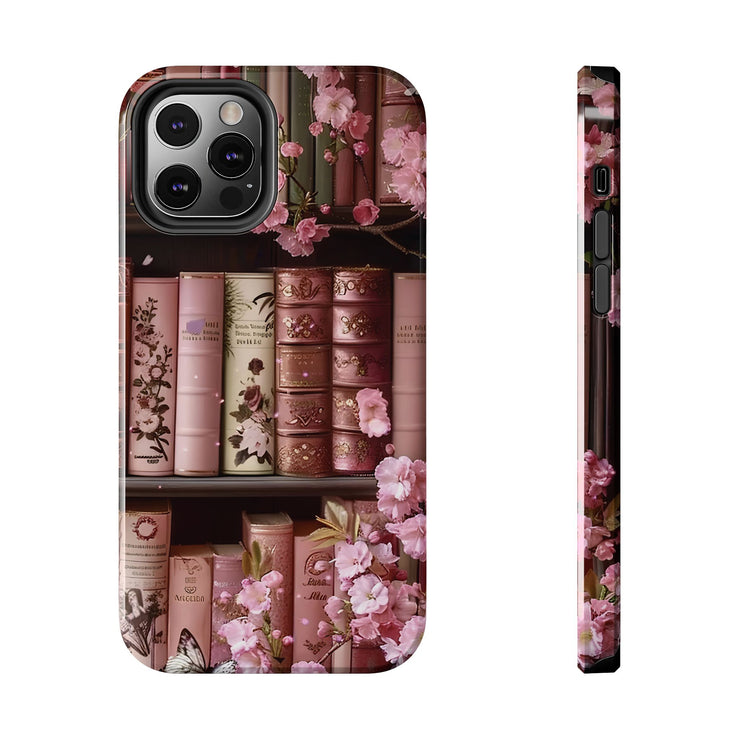 Books Bookshelf Pink Florals Tough iPhone Case