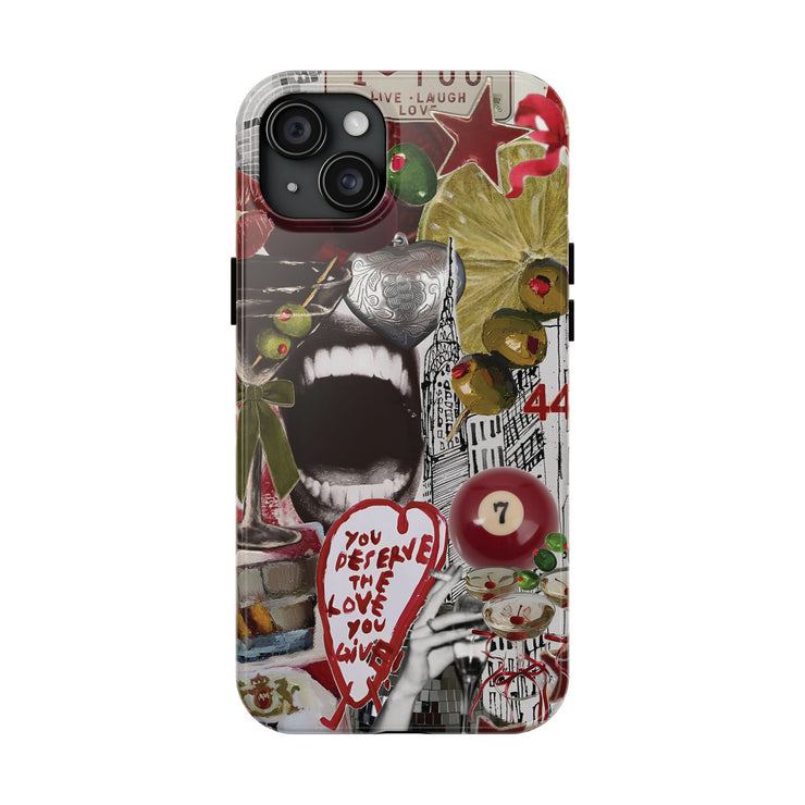 Red 7 Ball Coquette Collage Tough iPhone Case