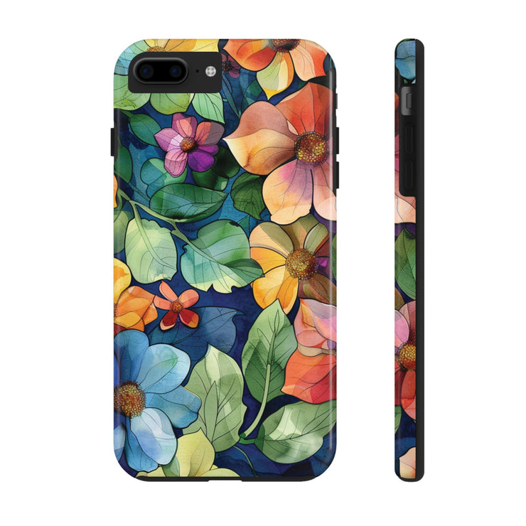 Floral Stained Glass Effect Tough iPhone Case