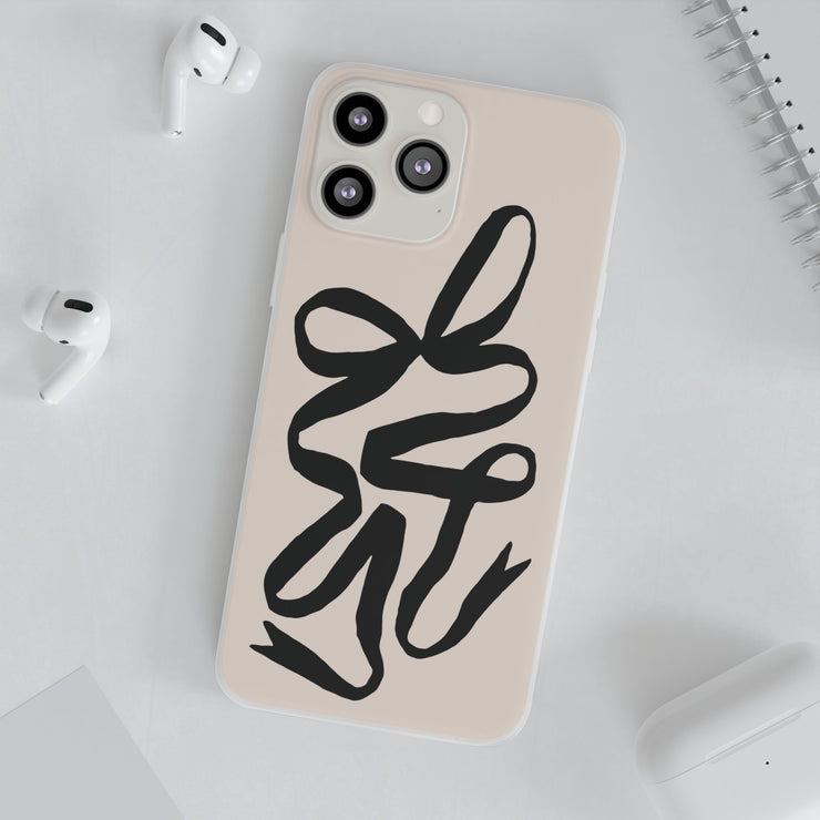 Black Bow on Cream Flexi iPhone Cases