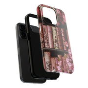 Books Bookshelf Pink Florals Tough iPhone Case