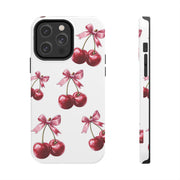 Pink Coquette Cherries With Bow Tough iPhone Case