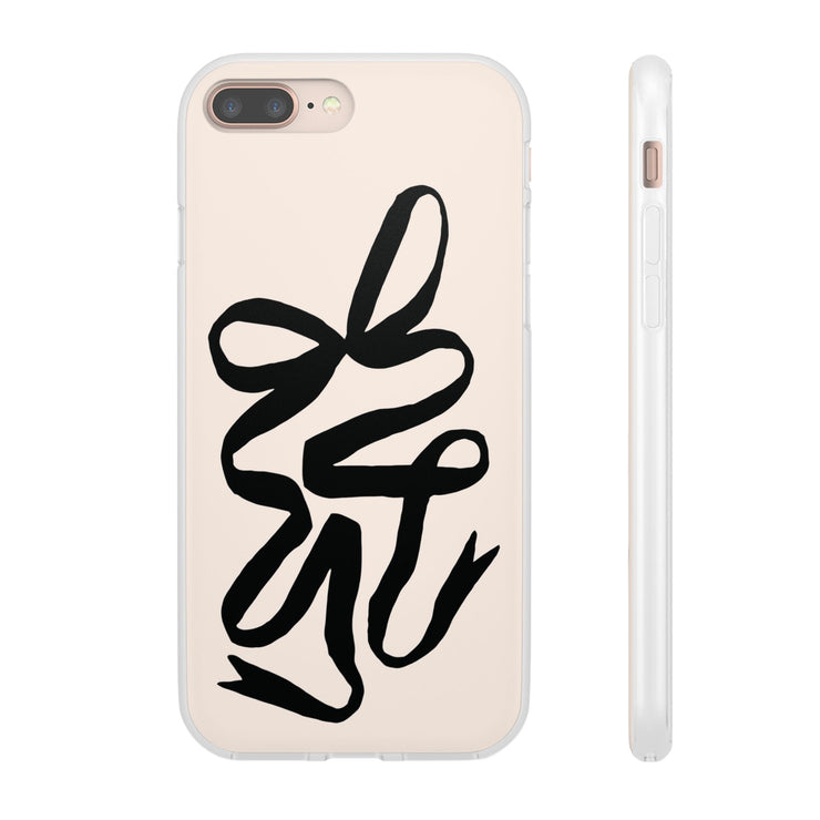 Black Bow on Cream Flexi iPhone Cases